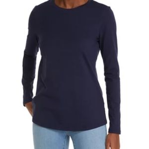 New Directions Womens Long Sleeve Crew Neck Shirt